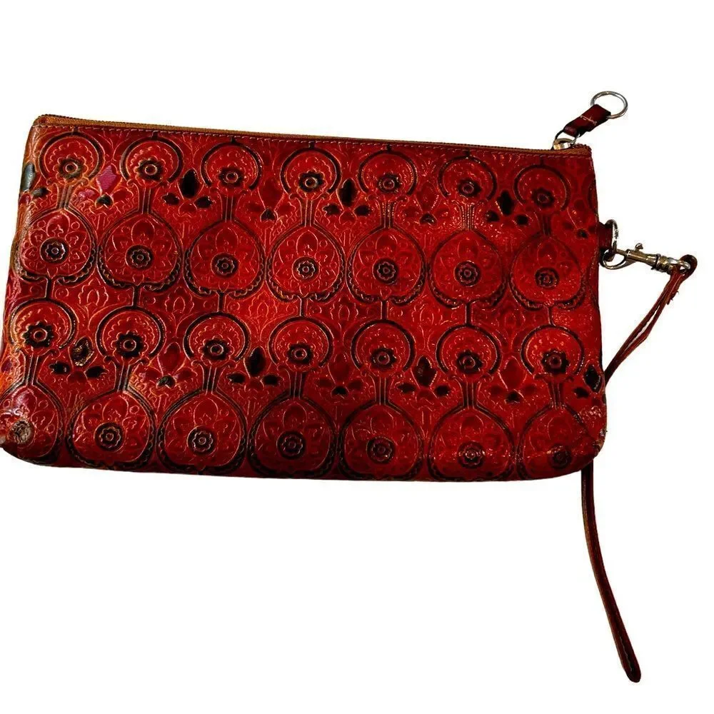 Leather clutch made in India with embossed print